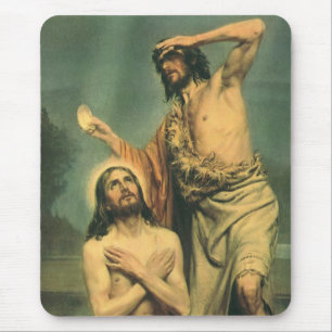 De doop van Jezus Christus door Johannes de Doper Muismat