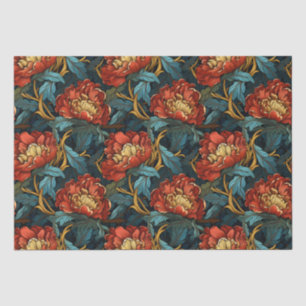 De door William Morris geïnspireerde Red Peony Fl Tissuepapier