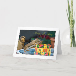 De doos van Kerstmis van een eekhoorn Feestdagen Kaart