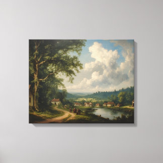 De dorlandseik — Engels landschap met figuren Canvas Afdruk