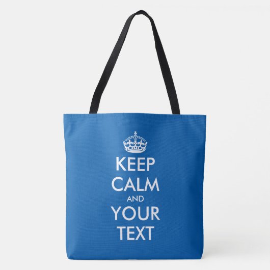 De douane houdt kalm en jouw tekst grote blauwe ca tote bag (Voorkant)