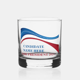 De douane voegt Uw Eigen Kandidaat voor President Whisky Glas