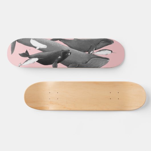 De draai van walvissen is tekenroze skateboard (Horizontaal)