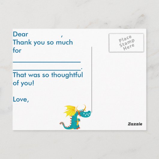 De draak DANKT U briefkaart (personaliseer) (Achterkant)