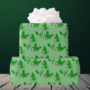 De Draak de Kerstman van Kerstmis Cadeaupapier