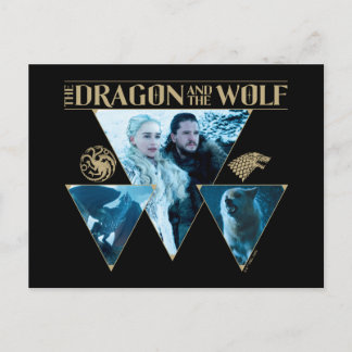 De draak en de Wolf Denerys & Jon Graphic Briefkaart