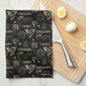 De draak en de Wolfdagen en het Jon Pattern Theedoek (Quarter Fold)