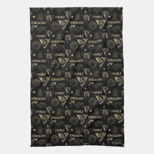 De draak en de Wolfdagen en het Jon Pattern Theedoek (Verticaal)
