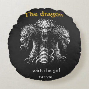 De draak met het meisje Tattoo - Funny Dark Rond Kussen