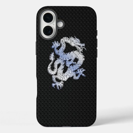 De Draak van de Stijl van het Chrome over de Zwart Case-Mate iPhone Case (Achterkant)