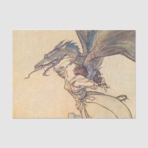 “De draak ving de koningin” door Arthur Rackham Tissuepapier