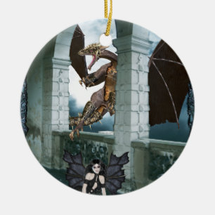 De drakenluier keramisch ornament