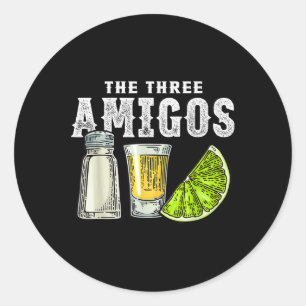 De drie Amigos Limoen zout Tequila Grappig Cinco d Ronde Sticker