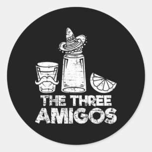 De Drie Amigos Shirt Tequila Limoen zout Mannen Vr Ronde Sticker