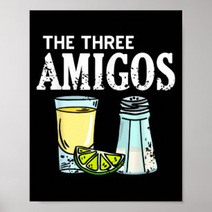 De drie Amigos Tequila Limoen Salt Party Humor Poster