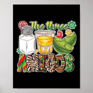 De drie Amigos Tequila Salt Limoen Cinco de Mayo Poster