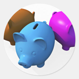 De drie kleine spaarbanken ronde sticker