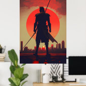 De drie kleuren van de Samurai Japanse arrior Poster (Thuiskantoor)