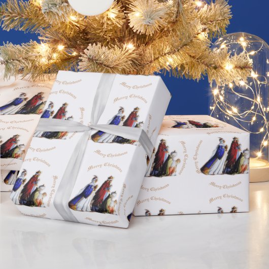 De drie Magi Bearing geschenken & Kerstmis groet Cadeaupapier (Feestdagen)
