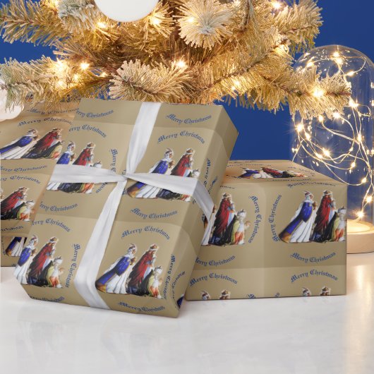 De drie Magi Bearing geschenken & Kerstmis groet Cadeaupapier (Feestdagen)