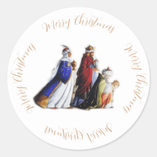 De drie Magi Bearing geschenken & Kerstmis groet Ronde Sticker