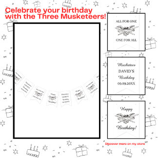 De drie musketiers zijn gelukkig vlaggetjes
