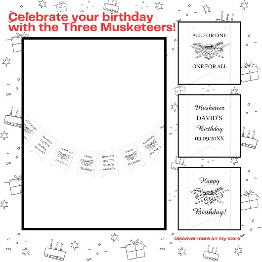 De drie musketiers zijn gelukkig vlaggetjes