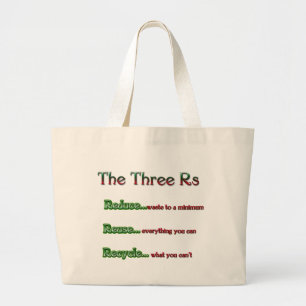 De drie Rs, verminderen, hergebruiken, Recyclen Grote Tote Bag