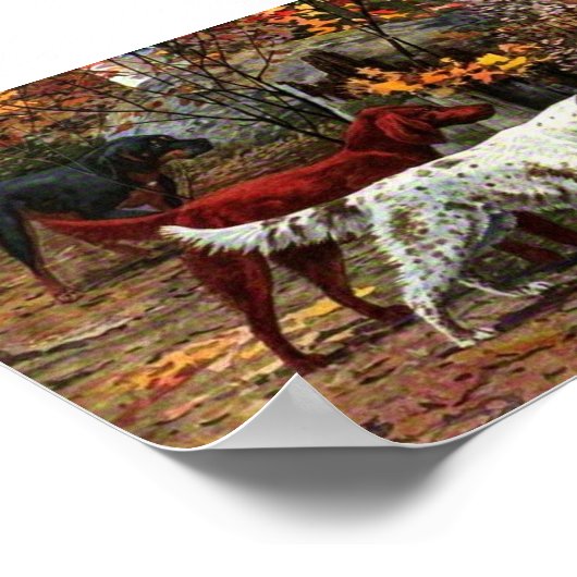 De drie setters Canvas drukken Poster (Hoek)