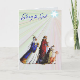 De drie wijzen brengen geschenken Eer aan God Kaart