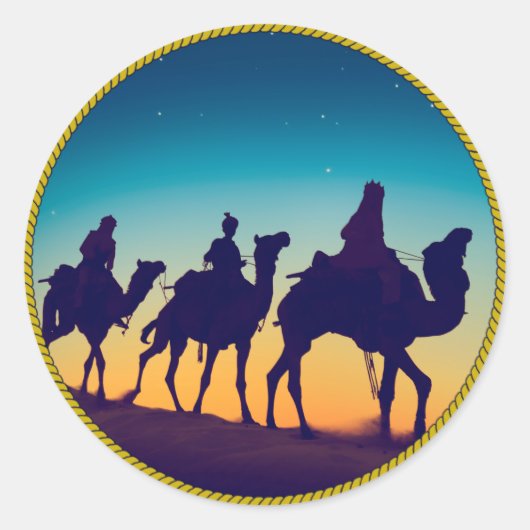 De drie Wisemen Ronde Sticker (Voorkant)