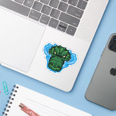 De drijvende alligator sticker (Laptop met iPhone)