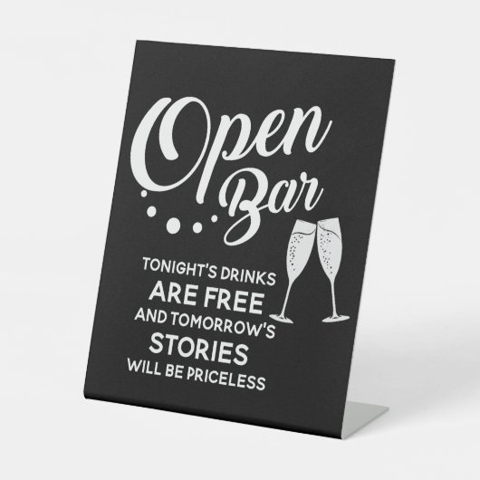 De Drink van de open bar van de bruiloft Vanight i Reclamebord Met Voetstuk (Voorkant)