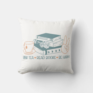 De Drink van de Thee gelezen Boeken zijn gelukkig Kussen