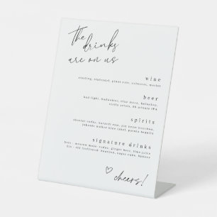 De Drinken zijn op ons minimalistische Drink Sign. Reclamebord Met Voetstuk