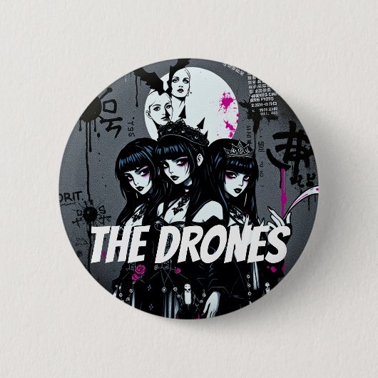 DE DRONES Donker Ronde Button 5,7 Cm (Voorkant)