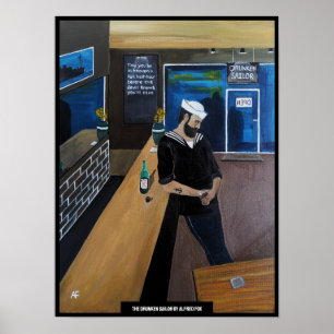 De dronken zeiler Schilderij van Alfred Fox Poster