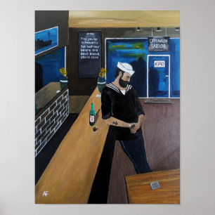 De dronken zeiler Schilderij van Alfred Fox Poster