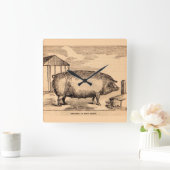 de druk` Kweker van het de 19de eeuwvarken in Goed Vierkante Klok (Huis)