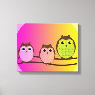 De Druk van het Canvas van uilen Afdruk