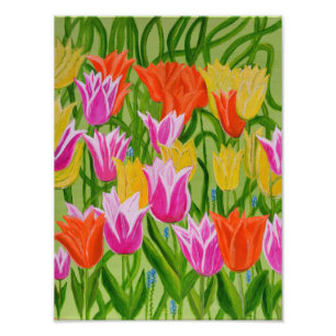 De druk van tulpen foto afdruk