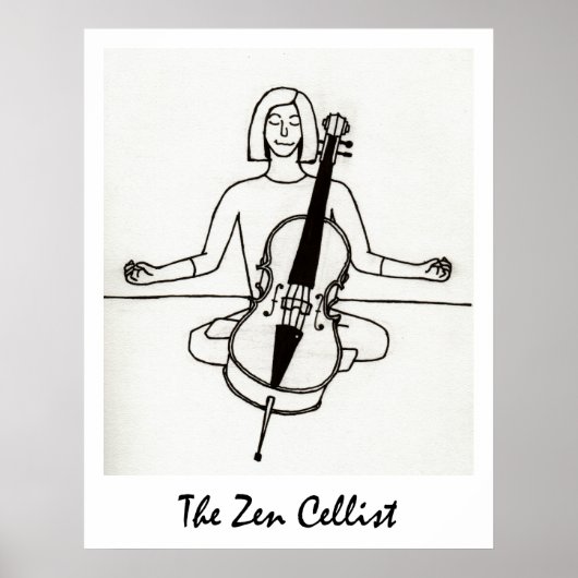 De druk Zen Cellist Poster (Voorkant)