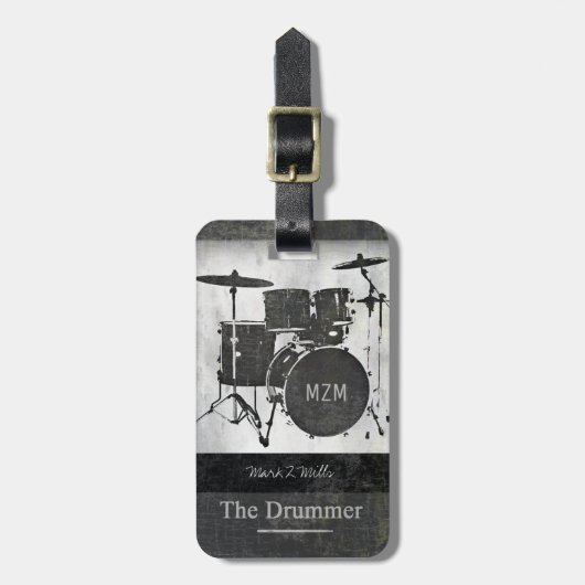 De drummer van de band Travel Bagagelabel (Voorkant verticaal)