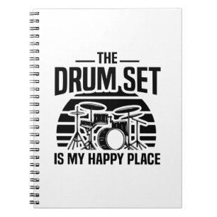 De drumset is mijn gelukkige plek   Drummer Gift I Notitieboek