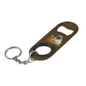 De Drunken Pug-sleutelketen en de flesopening Mini Flessenopener (Voorkant Gekanteld)