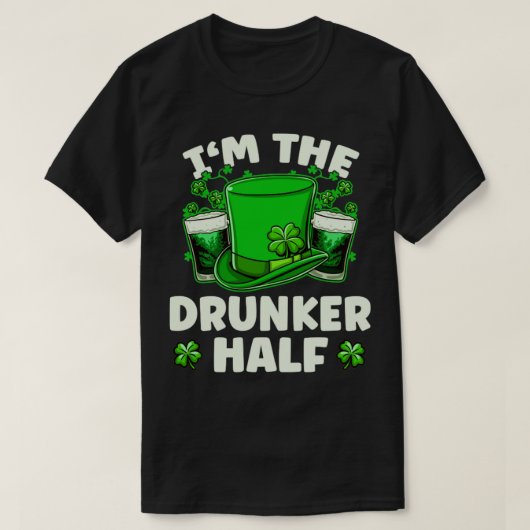 De Drunker Half Beer Drink St Patricks Day3 T-shirt (Design voorkant)