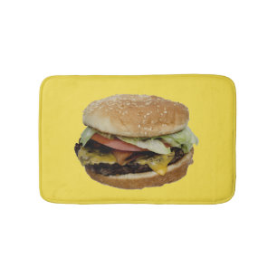 De dubbele Hamburger van de Kaas met Tomaat en Sla Badmat