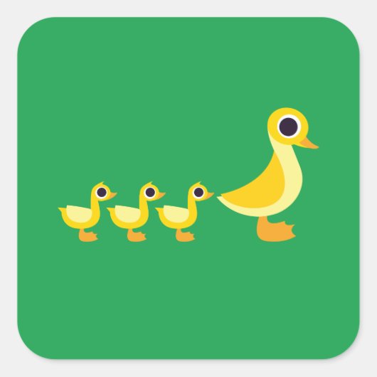De Duck-familie Vierkante Sticker (Voorkant)