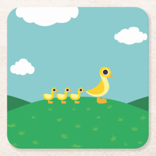 De Duck Family Vierkante Kartonnen Onderzetter