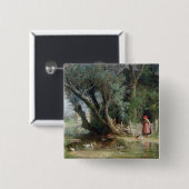 De Duck Pond Vierkante Button 5,1 Cm (Voorkant /achterkant)